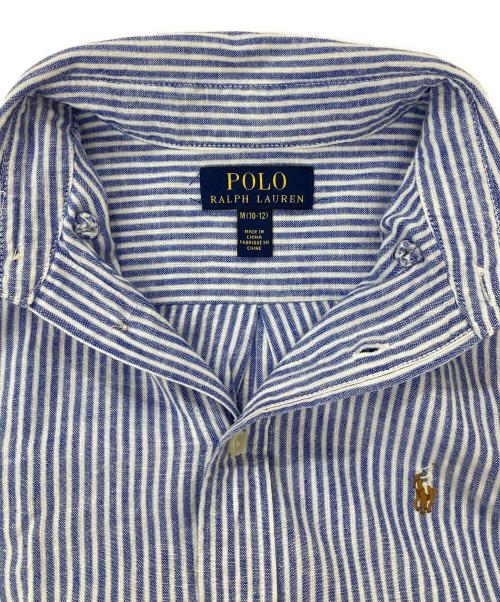 POLO RALPH LAUREN（ポロ・ラルフローレン）POLO RALPH LAUREN (ポロ・ラルフローレン) リネン混ストライプシャツ ブルー サイズ:Mの古着・服飾アイテム