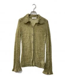 OHOTORO（オオトロ）の古着「モヘアニットカーディガン/feather damage cardigan」｜グリーン