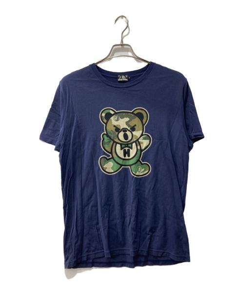 Hysteric Glamour（ヒステリックグラマー）Hysteric Glamour (ヒステリックグラマー) カモベアプリントTシャツ ネイビー サイズ:Lの古着・服飾アイテム