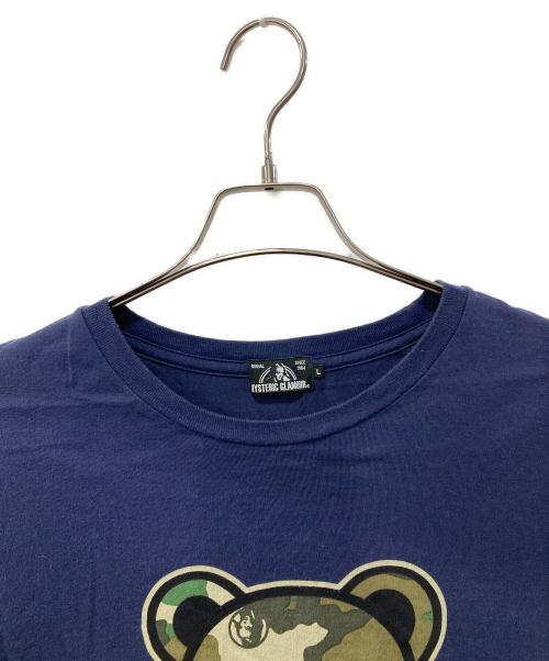 Hysteric Glamour（ヒステリックグラマー）Hysteric Glamour (ヒステリックグラマー) カモベアプリントTシャツ ネイビー サイズ:Lの古着・服飾アイテム