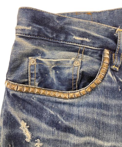Hysteric Glamour（ヒステリックグラマー）Hysteric Glamour (ヒステリックグラマー) スタッズポケット ヒスガールペイント ストレートデニムパンツ インディゴ サイズ:32の古着・服飾アイテム
