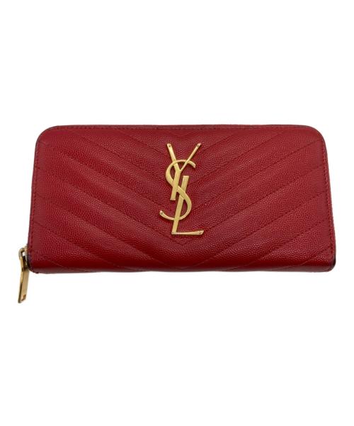 Saint Laurent Paris（サンローランパリ）Saint Laurent Paris (サンローランパリ) ラウンドファスナー長財布 レッドの古着・服飾アイテム