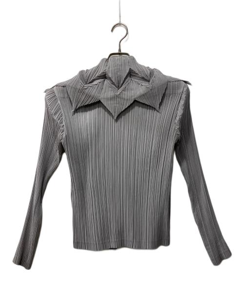 ISSEY MIYAKE FETE（イッセイミヤケフェット）ISSEY MIYAKE FETE (イッセイミヤケフェット) 装飾プリーツカーディガン グレー サイズ:3の古着・服飾アイテム