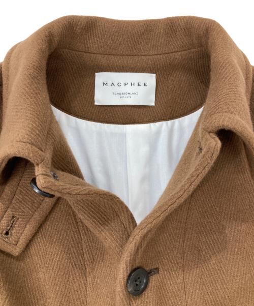 MACPHEE（マカフィー）MACPHEE (マカフィー) ウールヘリンボーン ワイドスリーブハーフコート ブラウン サイズ:36の古着・服飾アイテム