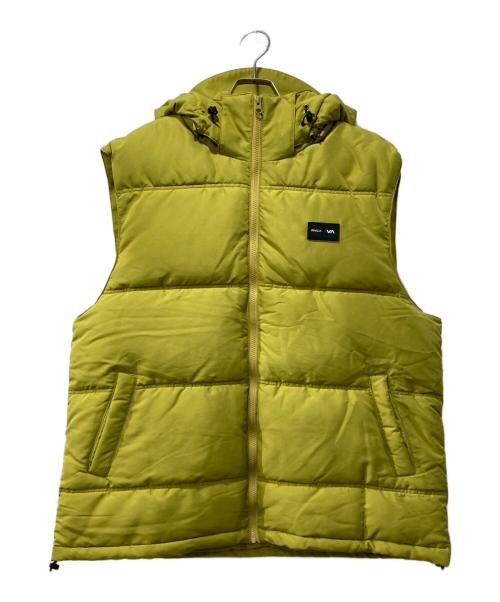 RVCA（ルーカ）RVCA (ルーカ) VISOR HOODED PUFFER VEST/中綿ベスト イエロー サイズ:Lの古着・服飾アイテム