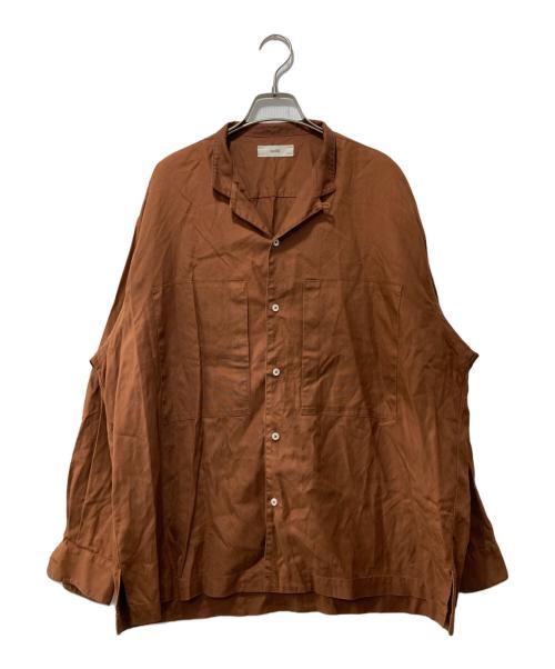 UNFIL（アンフィル）unfil (アンフィル) オックスフォードスタンドカラーシャツ ブラウン サイズ:4の古着・服飾アイテム