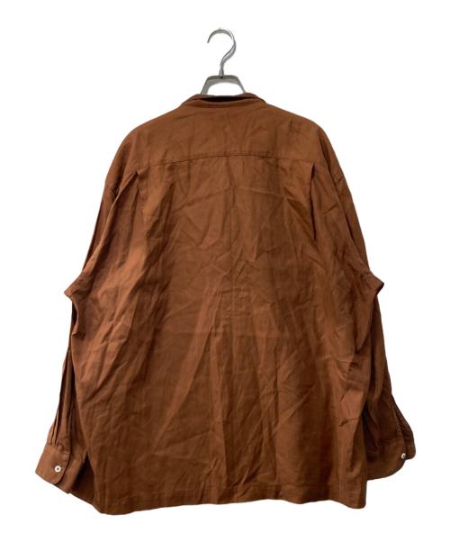 UNFIL（アンフィル）unfil (アンフィル) オックスフォードスタンドカラーシャツ ブラウン サイズ:4の古着・服飾アイテム