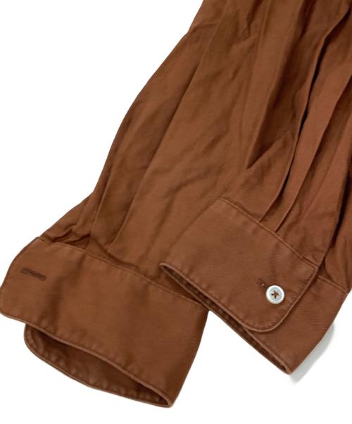 UNFIL（アンフィル）unfil (アンフィル) オックスフォードスタンドカラーシャツ ブラウン サイズ:4の古着・服飾アイテム