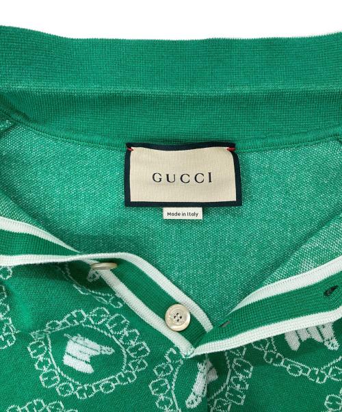 GUCCI（グッチ）GUCCI (グッチ) ジャカード コットン×ウール 半袖ニット グリーン サイズ: XXLの古着・服飾アイテム