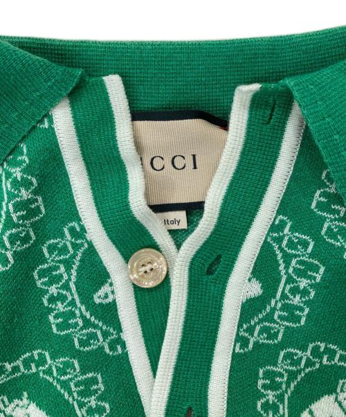 GUCCI（グッチ）GUCCI (グッチ) ジャカード コットン×ウール 半袖ニット グリーン サイズ: XXLの古着・服飾アイテム
