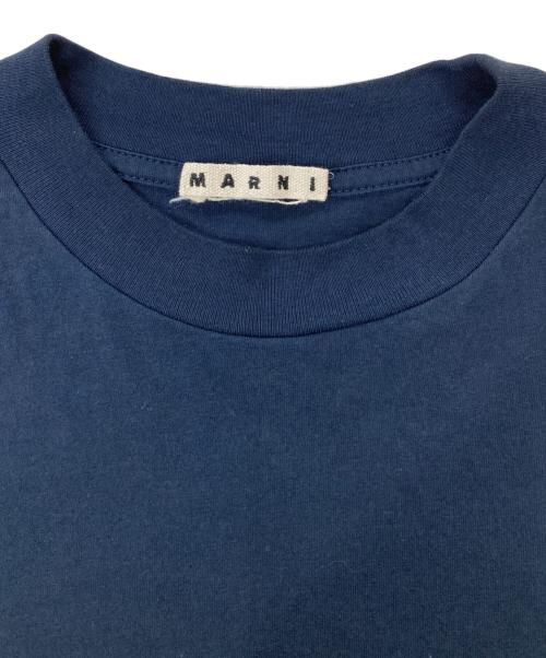 MARNI（マルニ）MARNI (マルニ) コットンクルーネックS/Sロゴカットソー ネイビー サイズ:44の古着・服飾アイテム