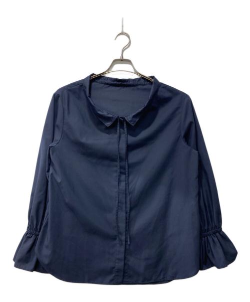 UNITED ARROWS（ユナイテッドアローズ）UNITED ARROWS (ユナイテッドアローズ) フリルカラー フレアスリーブ ブラウス ネイビー サイズ:表記なしの古着・服飾アイテム