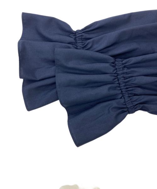 UNITED ARROWS（ユナイテッドアローズ）UNITED ARROWS (ユナイテッドアローズ) フリルカラー フレアスリーブ ブラウス ネイビー サイズ:表記なしの古着・服飾アイテム