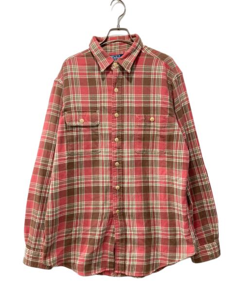POLO RALPH LAUREN（ポロ・ラルフローレン）POLO RALPH LAUREN (ポロ・ラルフローレン) 90s/エルボーパッチチェックシャツ レッド サイズ:Lの古着・服飾アイテム