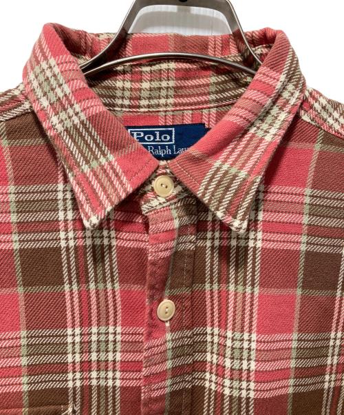 POLO RALPH LAUREN（ポロ・ラルフローレン）POLO RALPH LAUREN (ポロ・ラルフローレン) 90s/エルボーパッチチェックシャツ レッド サイズ:Lの古着・服飾アイテム