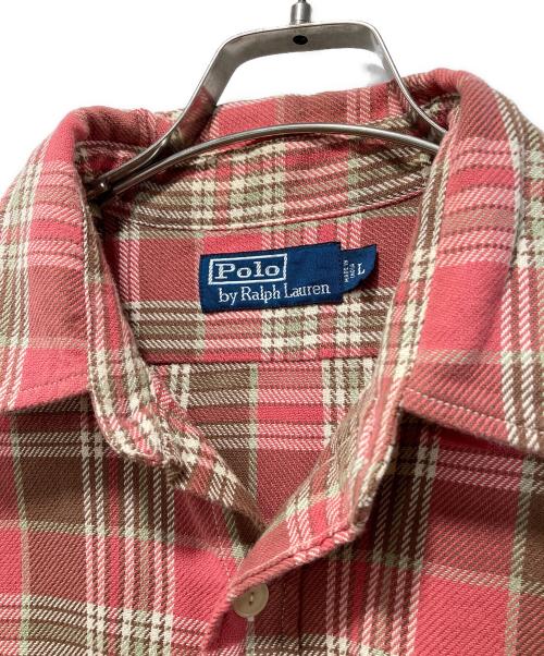 POLO RALPH LAUREN（ポロ・ラルフローレン）POLO RALPH LAUREN (ポロ・ラルフローレン) 90s/エルボーパッチチェックシャツ レッド サイズ:Lの古着・服飾アイテム