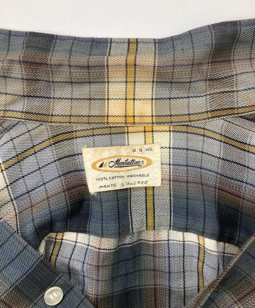 Manhattan（マンハッタン）Manhattan (マンハッタン) 60s/チェックシャツ グレー サイズ:Sの古着・服飾アイテム