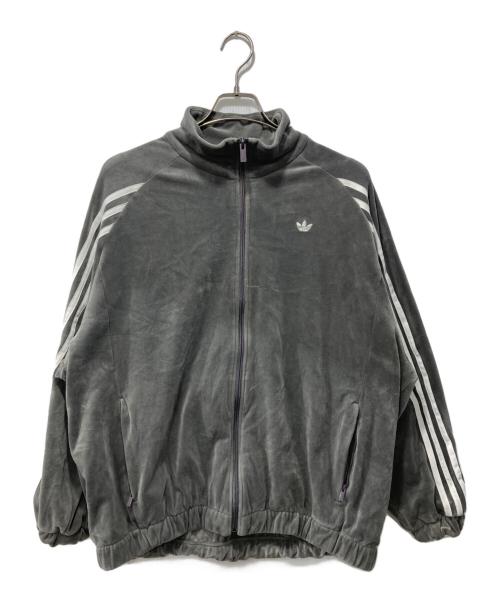 adidas（アディダス）adidas (アディダス) トラックジャケット/ベルベット オーバーサイズ トラックトップ グレー サイズ:Lの古着・服飾アイテム