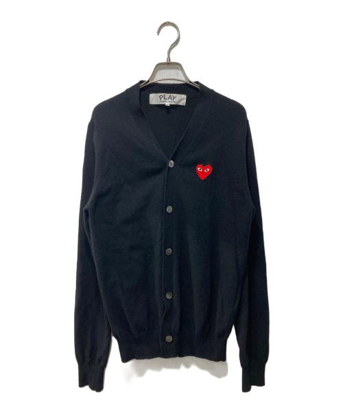PLAY COMME des GARCONS（プレイコムデギャルソン）PLAY COMME des GARCONS (プレイコムデギャルソン) ハートワッペンウールカーディガン ブラック サイズ:Mの古着・服飾アイテム