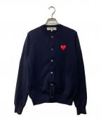 PLAY COMME des GARCONSプレイコムデギャルソン）の古着「ハートワッペンクルーネックカーディガン」｜ネイビー