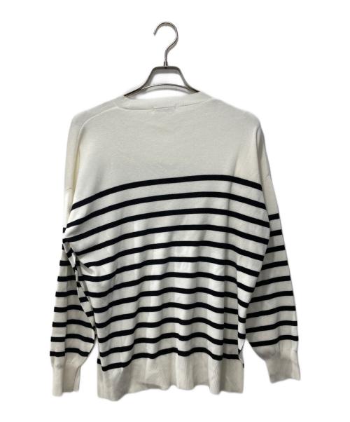 LE PHIL（ル フィル）LE PHIL (ル フィル) スリットスリーブボーダーニット ホワイト サイズ:Fの古着・服飾アイテム