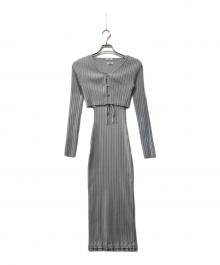 YILON（イロン）の古着「RIBBON FEMME KNIT SET/ニットセットアップ」｜グレー