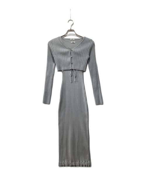 YILON（イロン）YILON (イロン) RIBBON FEMME KNIT SET/ニットセットアップ グレー サイズ:Fの古着・服飾アイテム