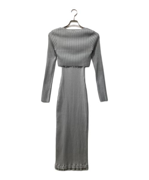 YILON（イロン）YILON (イロン) RIBBON FEMME KNIT SET/ニットセットアップ グレー サイズ:Fの古着・服飾アイテム