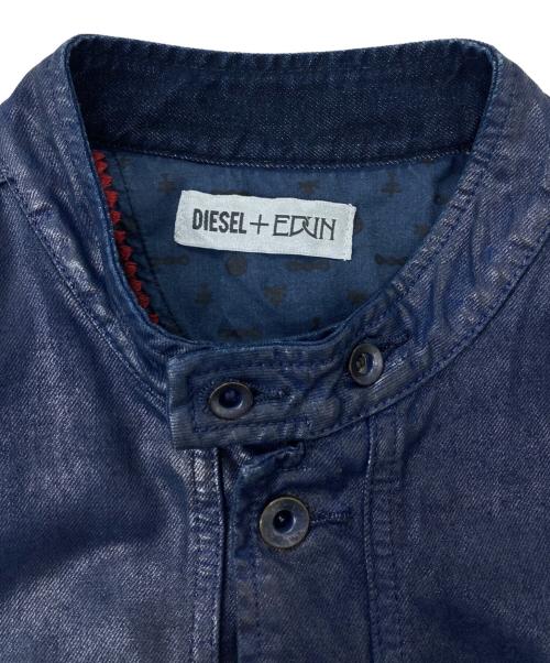 DIESEL（ディーゼル）DIESEL (ディーゼル) EDUN (イードゥン) コーティング加工デニムジャケット/ED-JCKY インディゴ サイズ:XLの古着・服飾アイテム