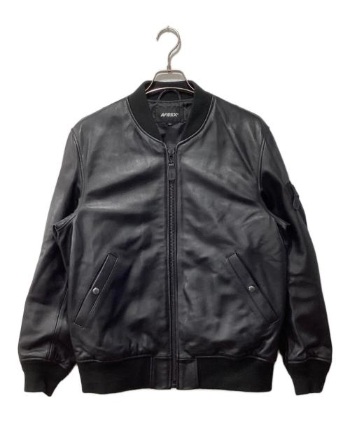 AVIREX（アヴィレックス）AVIREX (アヴィレックス) シープスキンレザーMA-1ジャケット ブラック サイズ:Lの古着・服飾アイテム