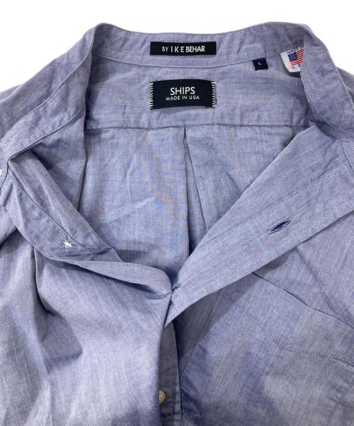 SHIPS（シップス）SHIPS (シップス) IKE BEHAR (アイクベーハ) バンドカラーシャツ ネイビー サイズ:Lの古着・服飾アイテム