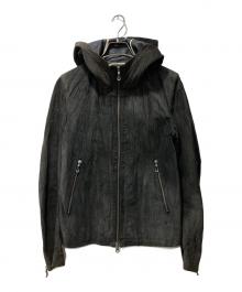 TASS STANDARD×LHP（タススタンダード×エルエイチピー）の古着「ピッグレザーフーデッドジャケット」｜グレー