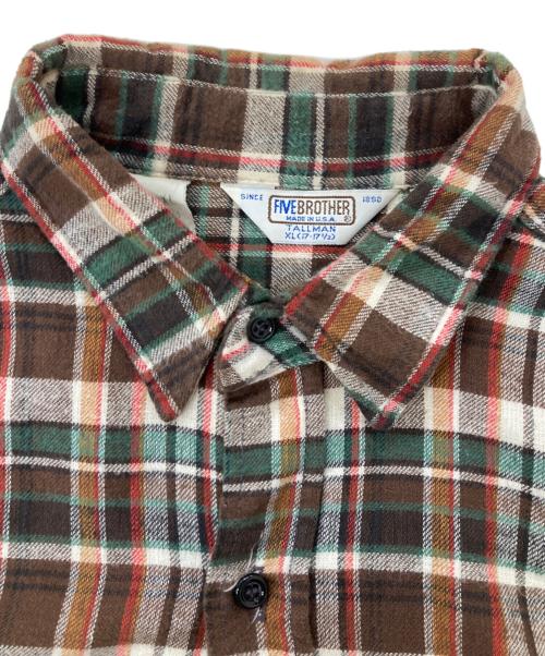 FIVE BROTHER（ファイブブラザー）FIVE BROTHER (ファイブブラザー) 70s-80s/チェックシャツ ブラウン サイズ:XLの古着・服飾アイテム