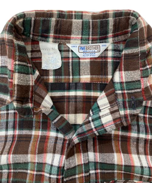 FIVE BROTHER（ファイブブラザー）FIVE BROTHER (ファイブブラザー) 70s-80s/チェックシャツ ブラウン サイズ:XLの古着・服飾アイテム