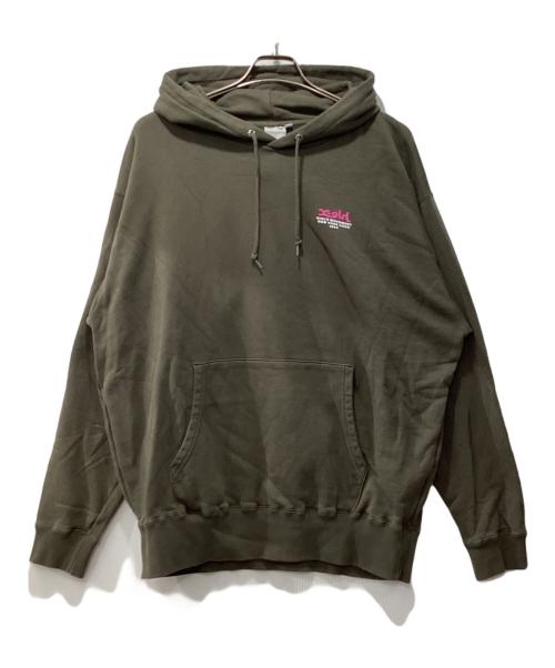 X-GIRL（エックスガール）X-GIRL (エックスガール) パーカー/FACE POSTER SWEAT HOODIE オリーブ サイズ:Lの古着・服飾アイテム