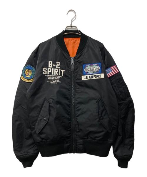 AVIREX（アヴィレックス）AVIREX (アヴィレックス) ワッペンMA-1ジャケットフライトジャケット ブラック サイズ:XLの古着・服飾アイテム