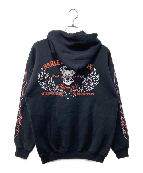 HARLEY-DAVIDSON（ハーレーダビッドソン）HARLEY-DAVIDSON (ハーレーダビッドソン) 裏起毛パーカー ブラック サイズ:Ⅼの古着・服飾アイテム