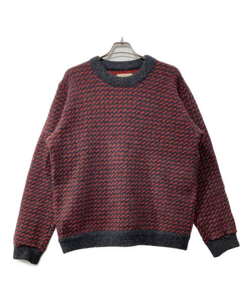 L.L.Bean（エルエルビーン）L.L.Bean (エルエルビーン) 80’sバーズアイニット グレー×レッド サイズ:Lの古着・服飾アイテム