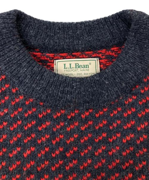 L.L.Bean（エルエルビーン）L.L.Bean (エルエルビーン) 80’sバーズアイニット グレー×レッド サイズ:Lの古着・服飾アイテム
