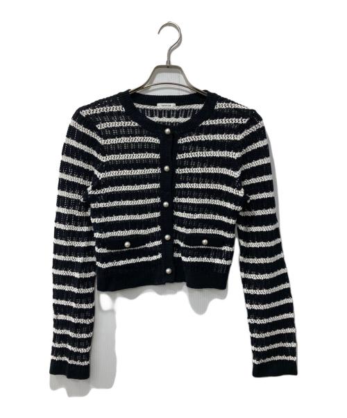 FRAY ID（フレイ アイディー）FRAY ID (フレイ アイディー) ニットカーディガン ホワイト×ブラック サイズ:Fの古着・服飾アイテム