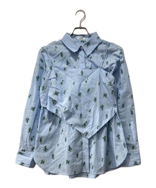 FRAY ID（フレイ アイディー）FRAY ID (フレイ アイディー) マルチWAYレイヤードジャガードシャツ ブルー サイズ:Fの古着・服飾アイテム