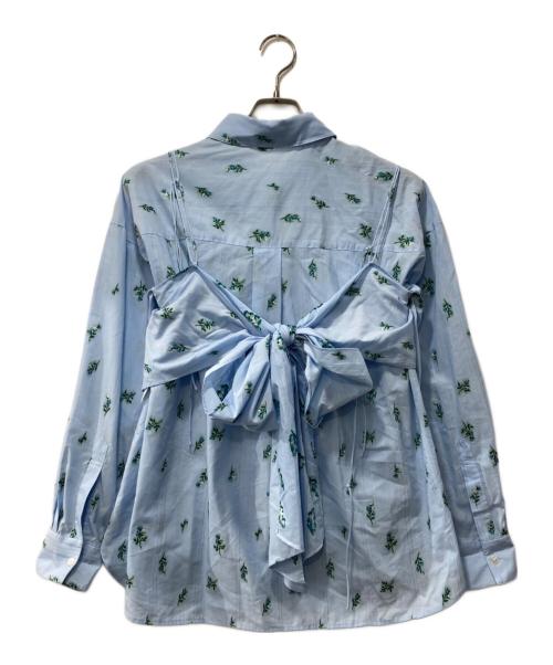 FRAY ID（フレイ アイディー）FRAY ID (フレイ アイディー) マルチWAYレイヤードジャガードシャツ ブルー サイズ:Fの古着・服飾アイテム