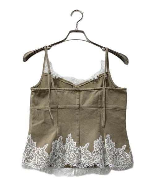 FRAY ID（フレイ アイディー）FRAY ID (フレイ アイディー) デニムレーストリムキャミトップス ブラウン サイズ:1の古着・服飾アイテム