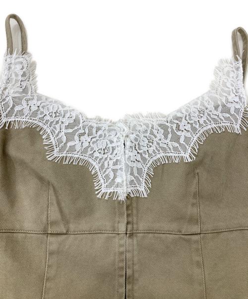 FRAY ID（フレイ アイディー）FRAY ID (フレイ アイディー) デニムレーストリムキャミトップス ブラウン サイズ:1の古着・服飾アイテム