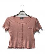 DIESELディーゼル）の古着「T-RIBBY/ワンポイントロゴtシャツ」｜ピンク