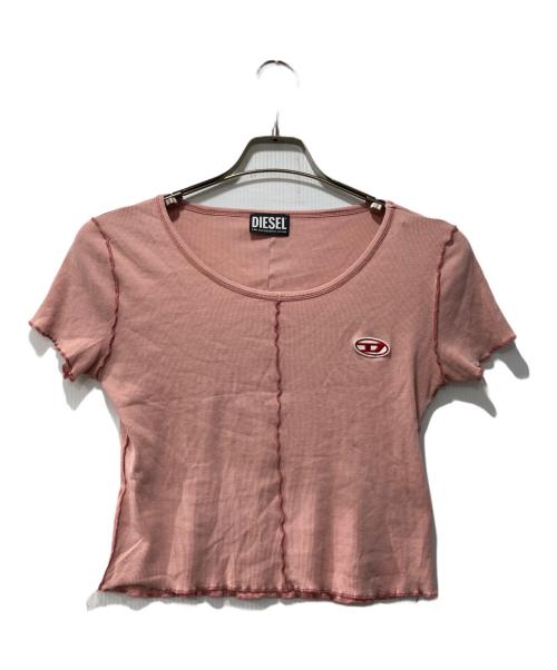 DIESEL（ディーゼル）DIESEL (ディーゼル) T-RIBBY/ワンポイントロゴtシャツ ピンク サイズ:Lの古着・服飾アイテム