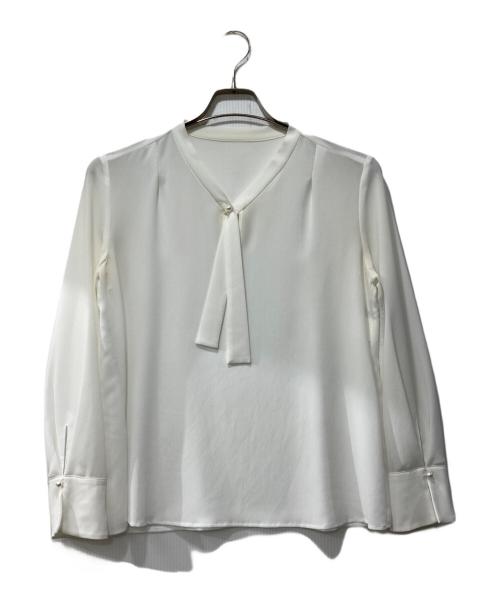 ANAYI（アナイ）ANAYI (アナイ) サテンジョーゼットリボンタイブラウス ホワイト サイズ:38の古着・服飾アイテム
