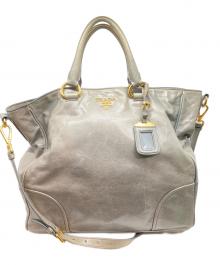 PRADA（プラダ）の古着「トートバッグ/2WAYトートバッグ/VITELLO SHINE」｜グレー