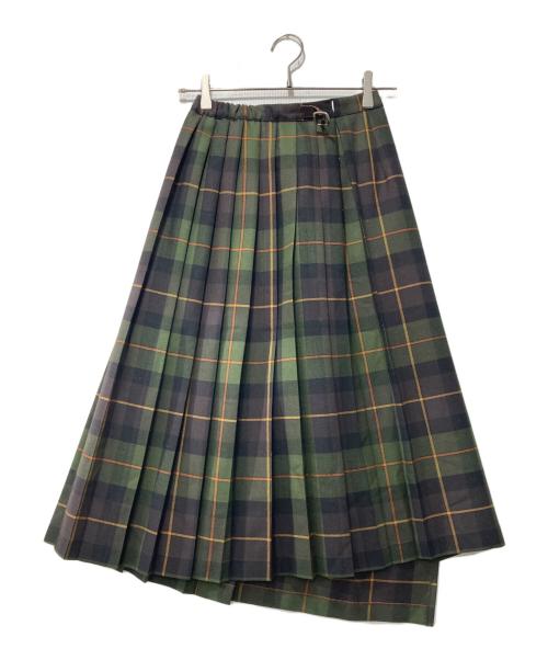 O'NEIL OF DUBLIN（オニール オブ ダブリン）O'NEIL OF DUBLIN (オニール オブ ダブリン) ウールチェックラップスカート ブラウン×グリーン サイズ:40の古着・服飾アイテム