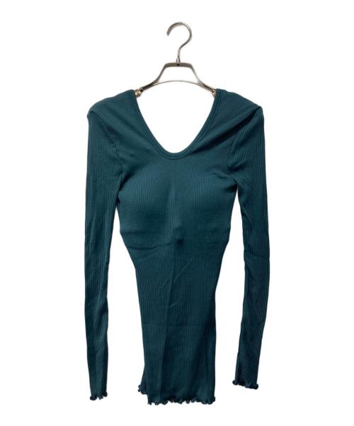 hakuji（ハクジ）hakuji (ハクジ) Wool rib H/N PO/ウールリブハイネックプルオーバー グリーン サイズ:Fの古着・服飾アイテム